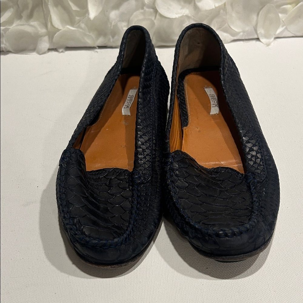 Geox Navy Textured Loafers for Women